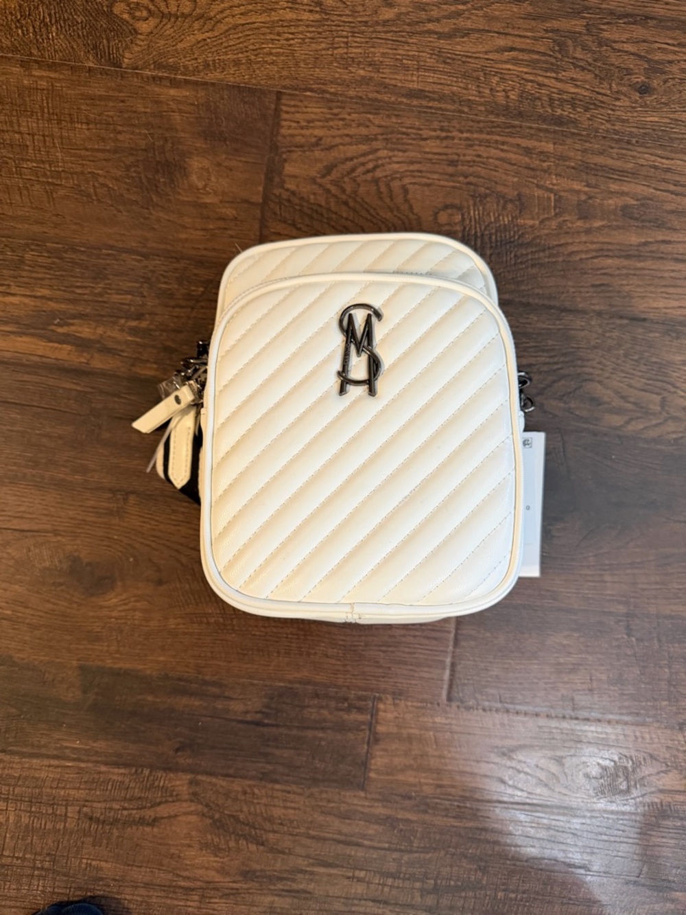 Steve Madden White Quilted Mini Crossbody Bag